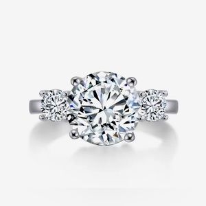 4 Carat Three Stone Sona Diamond Engagement Wedding Ring Size 6.5